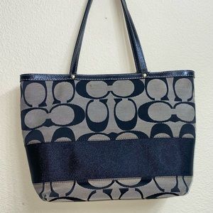 Coach - Vintage Luxury Black Canvas Stripe Tote